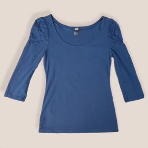 H&M Blue Longsleeve Small Top